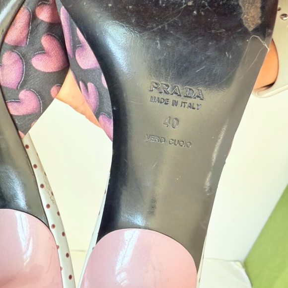Prada Vintage Black Pink Heart print square toe slide mule sandals EU 40 - Picture 8 of 9